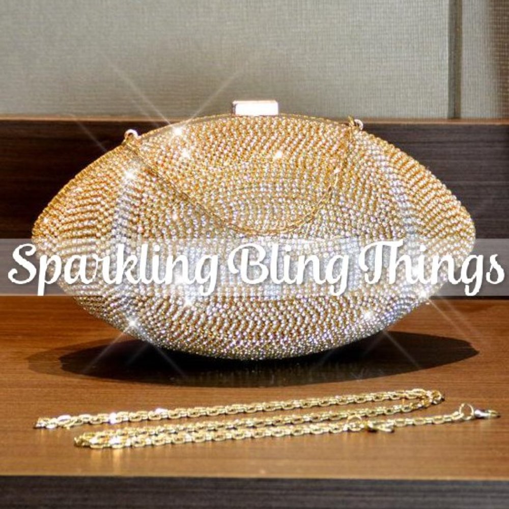 NWT Sparkling Bling Swarovski Crystal Football Clutch Purse Bag Super Bo… - Picture 5 of 7